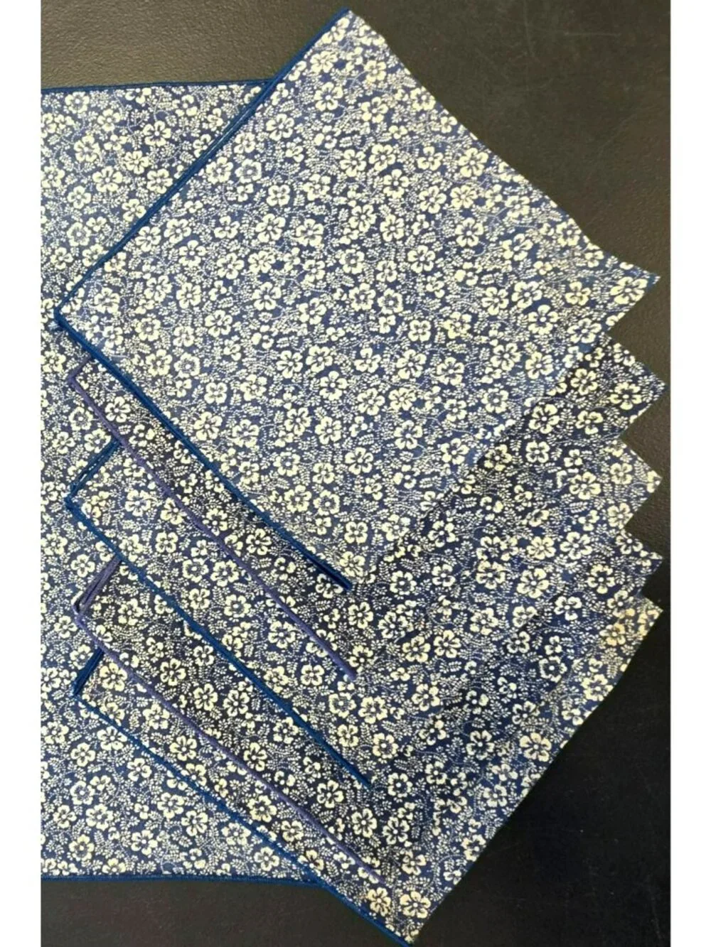 Floral Blue White Cotton Napkins Set (6) 17